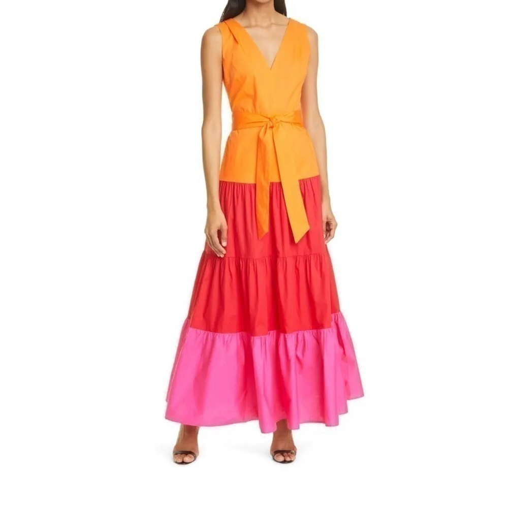 Milly Nicola Colorblock Cotton Poplin Dress